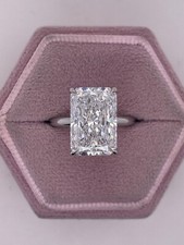 5.00 Carat E VS1 Radiant Cut Lab Grown Diamond Ring IGI Certified 14k Gold