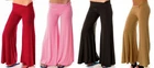 Twisted Hip Wide Flare Hem Long Gaucho Palazzo Pants Slacks S M L