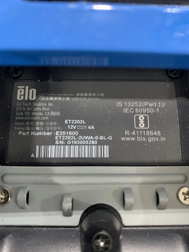 ELO ET2202L 22" Monitor w/ Ergotron Mount & Balluff BAM02HA for CNC / Robotics - Image 3 of 4