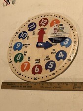 Horizon Puzzle Clock 12 Pieces Learning Learn Time Colors Minutes Hours Wood