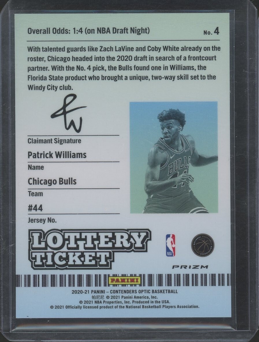 2020-21 Optic Contenders Patrick Williams Lottery Ticket Cracked