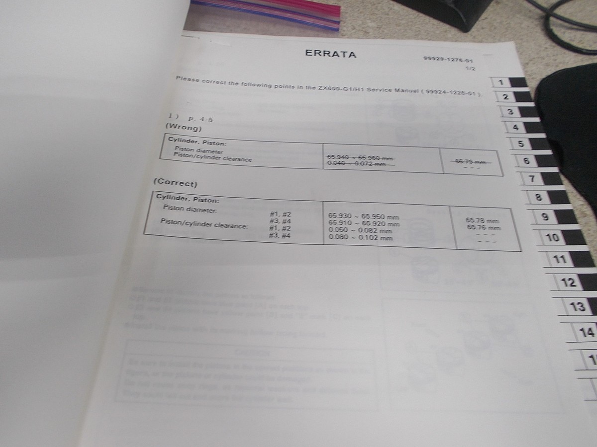 OEM Kawasaki Service Manual 1998 ZX600 16 Chapter 99924-1226