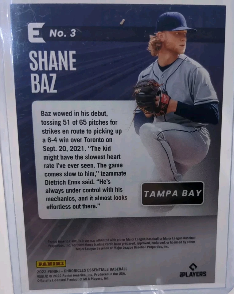 2022 Panini Chronicles Essentials /25 Shane Baz #3 Rookie RC BANGER! - Image 2 of 2