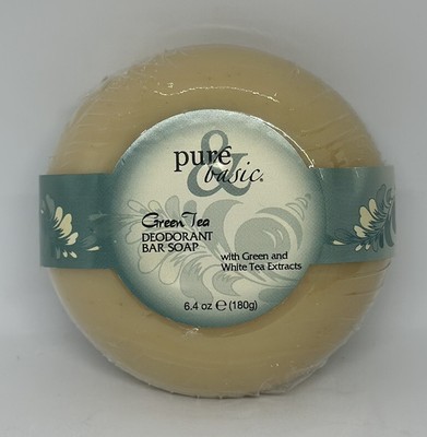 Pure & Basic Green Tea Deodorant Bar Soap 6.4oz New Fast Ship