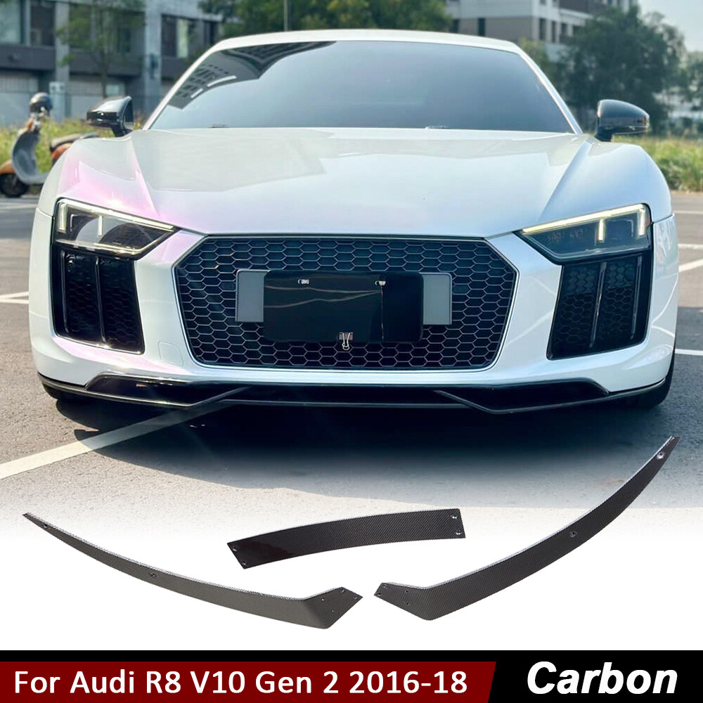 Fit For Audi R8 V10 Gen 2 2016-2018 REAL CARBON FIBER Front Bumper Lip Spoiler