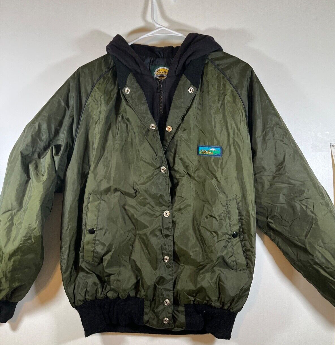 Vintage Cabela's Jacket mens Hooded Nylon green black size S | eBay