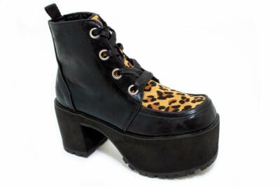 T.U.K. A9581L TUK Nosebleed 4 Big Eye Boot Black Distressed & Leopard Print