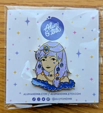 Alum and Ink September Birthstone Sapphire Witch Hard Enamel PIn