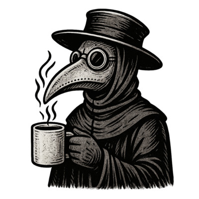 18X18 Car Sticker Plague Doctor with Coffee Sticker Clear