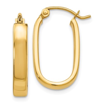 Echte ovale Creolen 14kt Gelbgold poliert 3,5 mm