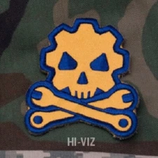 Milspec Monkey MSM Morale Patch - DEATH MECHANIC -Hi Viz Blue & Yellow - NEW