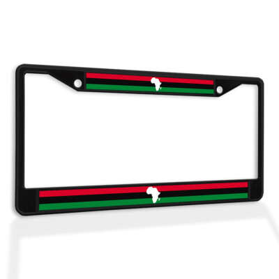 Metal License Plate Frame Vinyl Insert Pan African Flag with Map