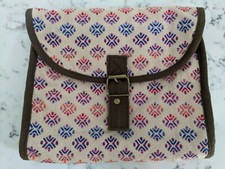 Canvas Pouch with Two Large Zipper Pockets and Magnetic Snap for Folding