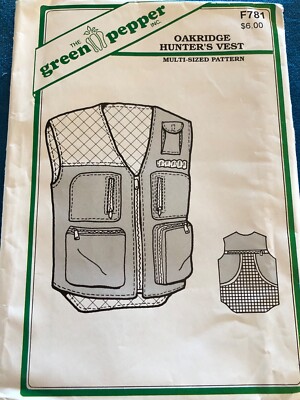   GREEN PEPPER #F781 - MEN'S OAKRIDGE HUNTER'S-FISHERMAN VEST PATTERN SM-XL FF
