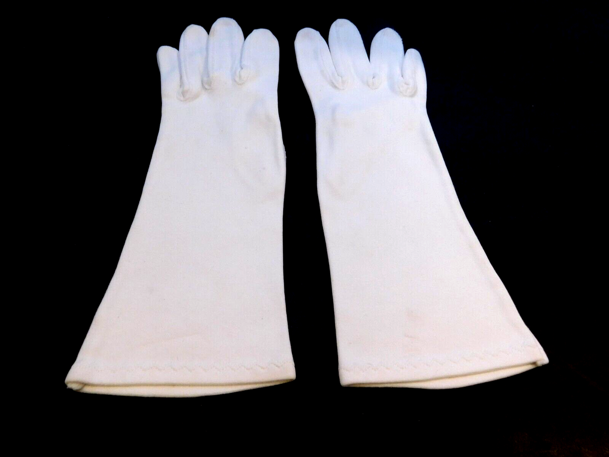 knee length dresses for ladies Vintage White Net Gloves with Lace Ruffle, Bridal Gloves, Mid Century Women's Dress Gloves
