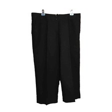 J Jill Women 16 Linen Black Wide Leg Cropped Pants Pockets Buttons Zipper