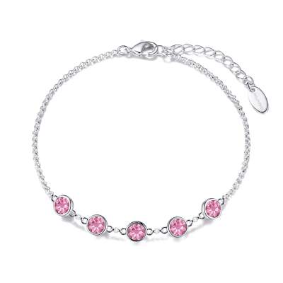 Rosa Kristall Kette Armband erstellt mit Zircondia  Kristallen