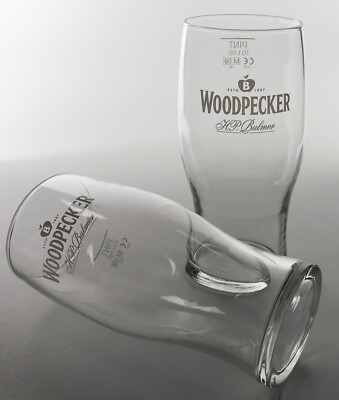 2 x Woodpecker Cider Pint Bier Glas Pub Bar Bistro Club Gläser Bulmer´s 6004