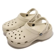 Crocs Classic Platform Clog W Bone Beige Women Slip On Sandal Slipper 206750-2Y2