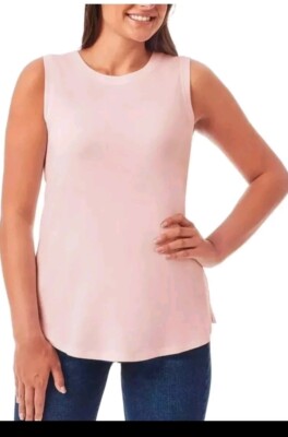 Member's Mark Women's Essential Tank Top Relaxed Fit Curved Hemline Large Pink