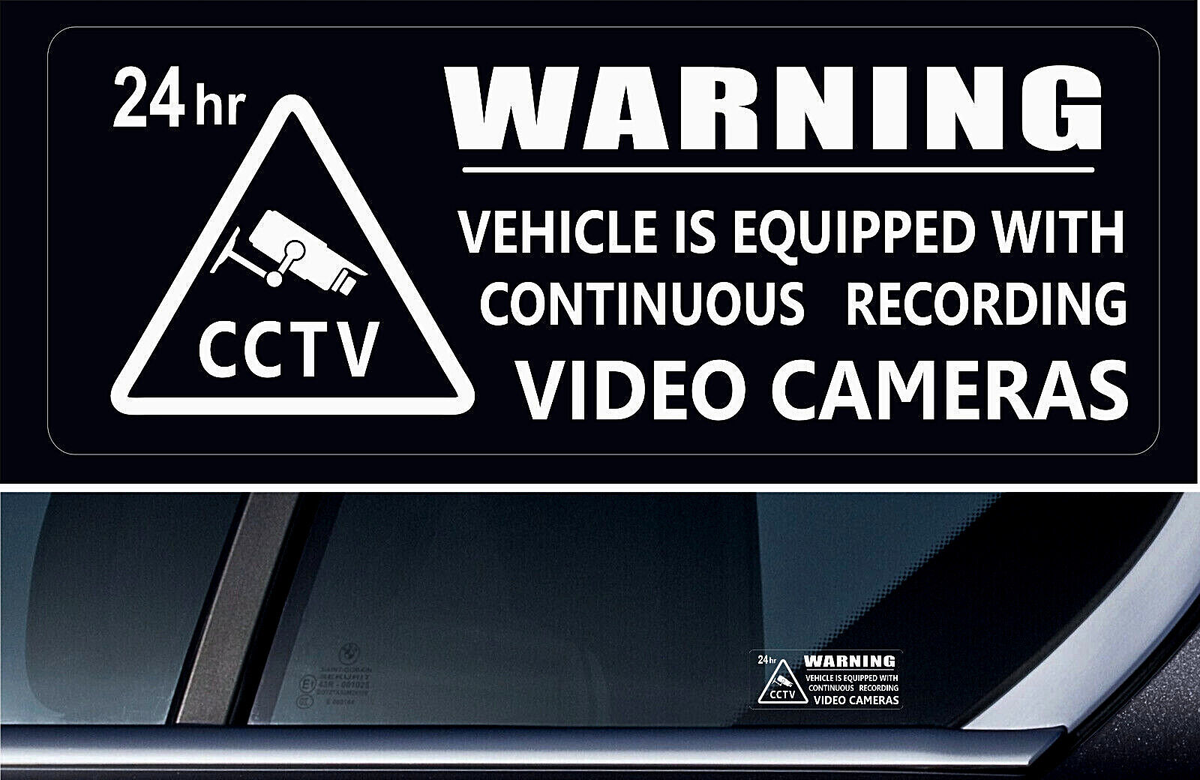 Rideshare Accessories 5 Security CCTV Camera Warning Stickers - Reverse ...