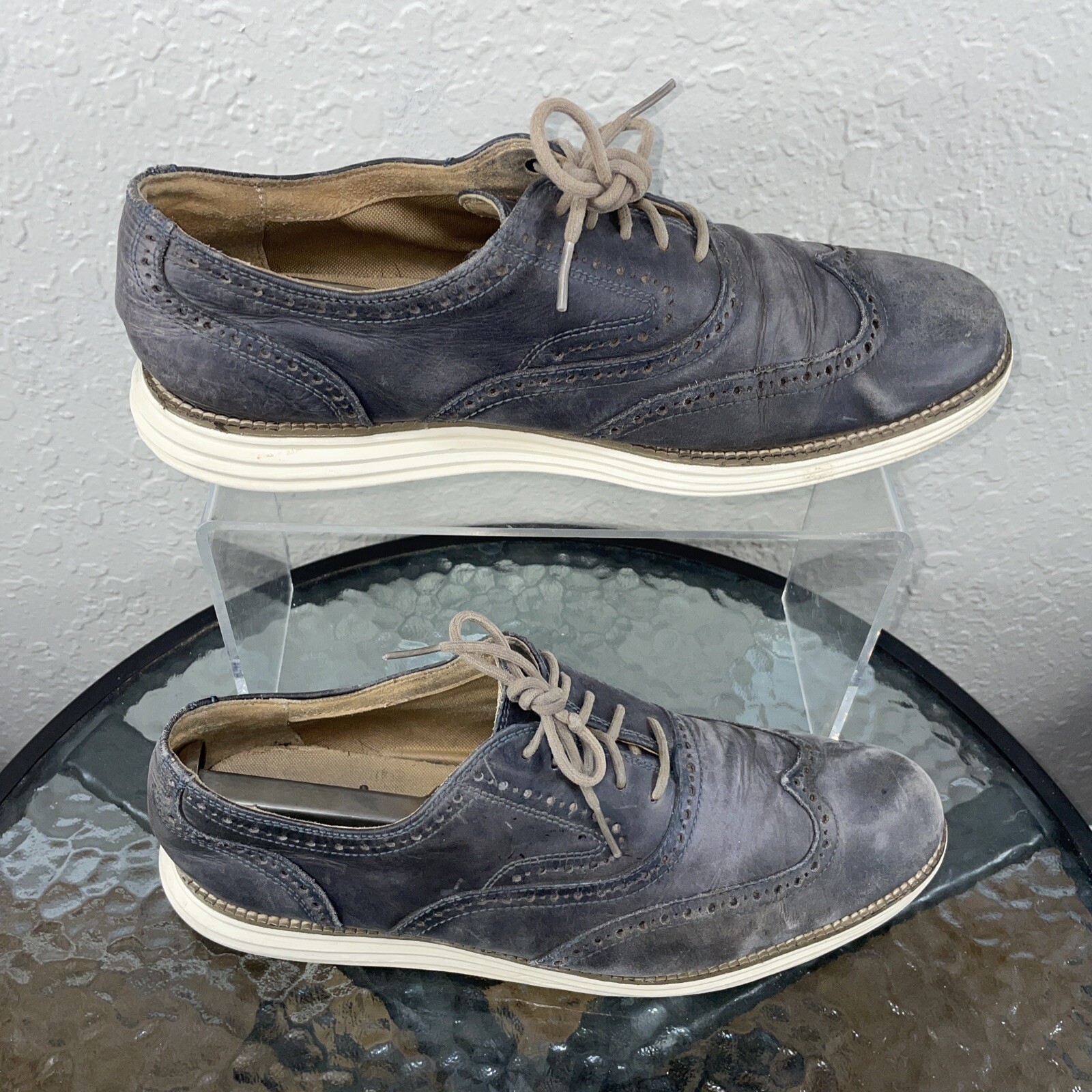 SAOLA Cole Haan Grand OS Wingtip II Oxford grigio scuro C21233 taglia da uomo 10 5 M