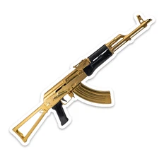 Gold AK47 Gun Sticker Vinyl Decal 4 inch Waterproof Indoor/Outdoor