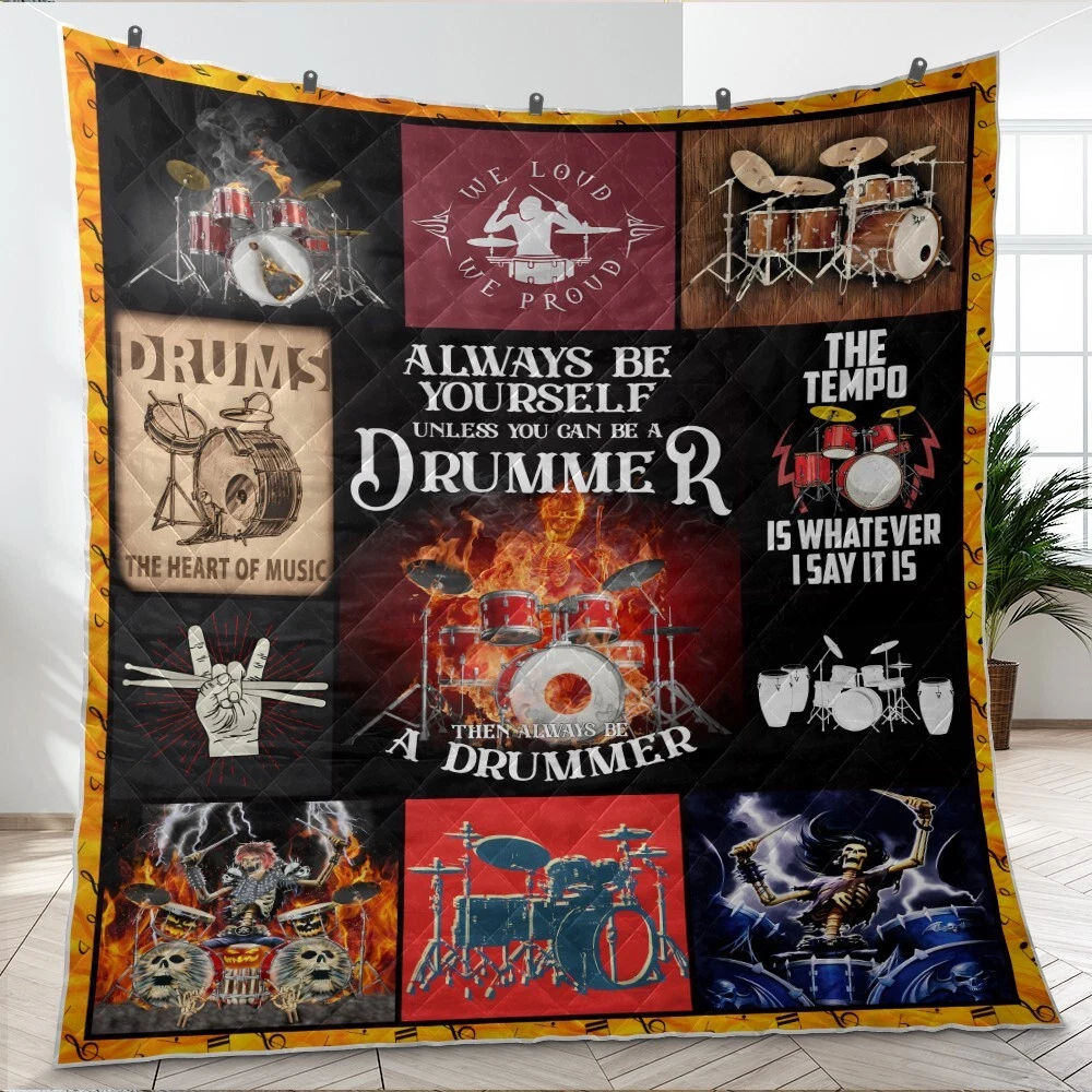 Always Be A Drummer Quilt, Drummer Gift Quilt Blanket