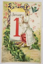 Tuck's WISHING YOU A HAPPY NEW YEAR Greeting Antique Postcard