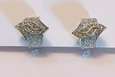 #ad Landau Vintage Silver Pave Clip On Earrings $20.00