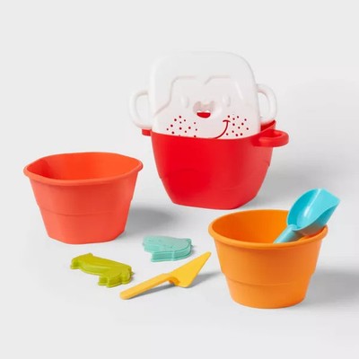 SUN SQUAD MONKEY PLAY COMBO SET SAND TOYS - ORANGE/YELLOW/RED