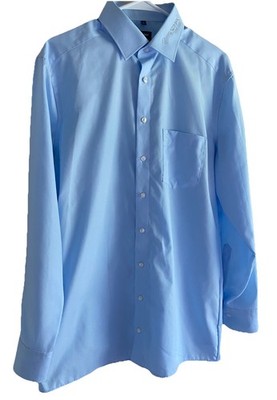 OLYMP LUXOR Men s Modern Fit Button Down Blue Dress Shirt Size 16 1/2/42 EUC