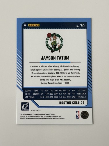 Holograma de baloncesto óptico Jayson Tatum 2024-25 plateado #70 - Imagen 2 de 2