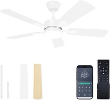 VOLISUN Ceiling Fan with Light, 42 inch Flush Mount 42 INCH, White 