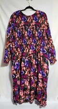 Terra & Sky Tiered Maxi Dress Long Sleeve 2 Side Pockets 4x NWT
