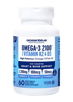 Worldwide 2 X OceanBlue Professional Omega-3 2100 mg with Vitamin K2 & D3 Natu