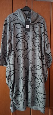 Every Sassy Damen Hoodie-Midikleid 2XL Grau/Schwarz abstrakt Kapuze