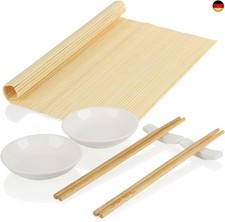 com-four® 7-teiliges Sushi-Set mit Stäbchen, Schälchen, Rollmatte und St