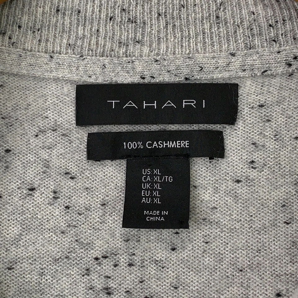 Suéter Tahari Para Hombres XL Gris Cachemira Media Cremallera Cuello Simulado Tejido Moteado Donegal Foto 4 de 4