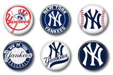 New York Yankees  1" pinback set of 6 sports pins BUTTONS baseball team