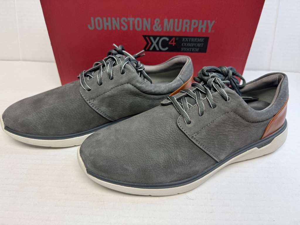 Johnston & Murphy XC4 Prentiss 2 Puntera Lisa Gris Nobuck Caído - Talla 10.5 XW