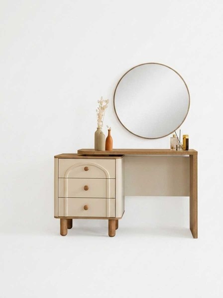 Schminktisch Hocker Set Beige Modern Luxus Frisiertisch Kosmetik-image