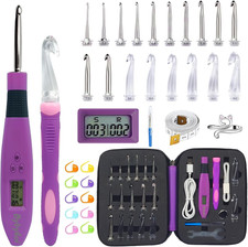 Light up Crochet Hooks Set-18 Sizes Digital Crochet Hook with Counter 2.0 14.0Mm