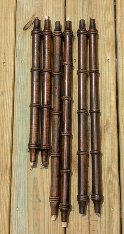 Lot of 6 Salvaged  Faux Bamboo Chinoiserie  Wood Spindles  