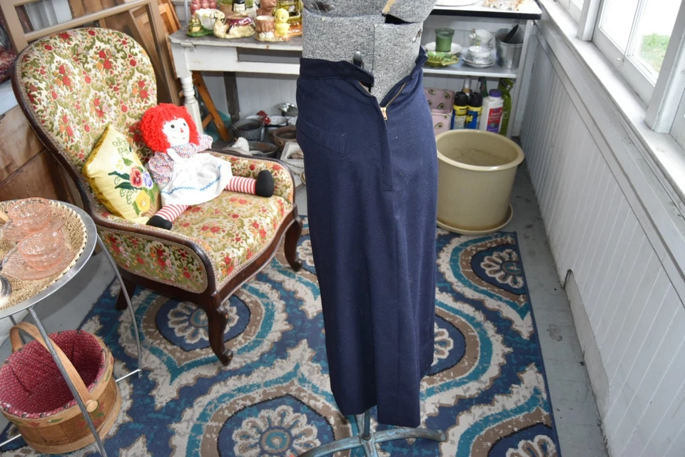 Falda de lana vintage años 40-50 Service Unform, Michael Inc., vestido azul talla cremallera XS Foto 4 de 4