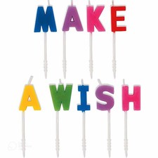 Make A Wish Letter Pick Birthday Candles Assorted Colors 9 Pcs