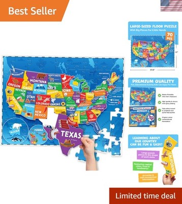 Engaging 70PC Jigsaw Puzzle of USA Map for Kids - Educational Fun for Ages 4-6