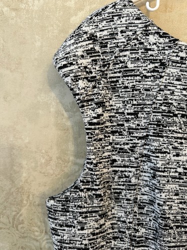 CALVIN KLEIN Stretch Black White Check Print Sheath Midi Dress Size 12 Comfort - Picture 11 of 14