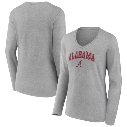 Damen Fanatics meliert grau Alabama purpurrot Tide Campus Langarm V-Ausschnitt