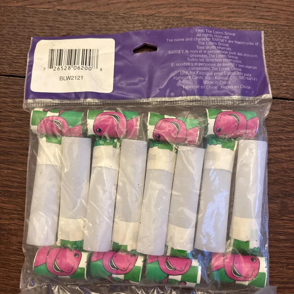 8 De Colección 1996 Barney & Friends Fiesta de Cumpleaños Blowouts Baby Bop Dinosaurios Sellados Foto 2 de 2